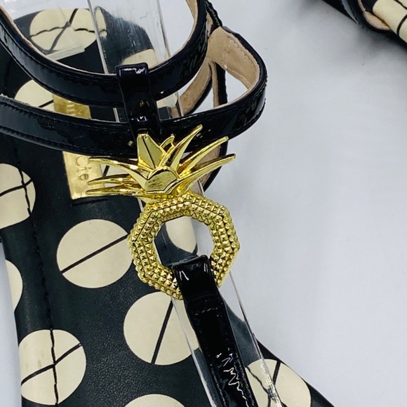 Louise et Cie Albaran Sandal Thong Black White Polka Dot Pineapple Women’s 7.5 - Picture 2 of 9